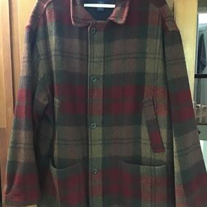 VTG. LANDS' END PLAID FLANNEL JACKET. L